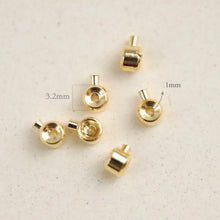 Load image into Gallery viewer, 20pcs 18K Gold Plated Crimp End Beads, Cord ends, Bead Ends 3.2mm, hole 1mm, Jewellery Making Findings ZZ005-ZX7049
