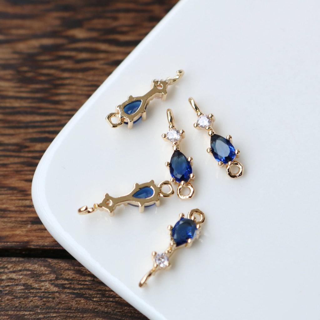 10pcs- Crystal Teardrop Charms, 8 colors You Choose, 14K Gold Plated Teardrop Pendant, 5*17mm, Jewelry Findings HL107-F101