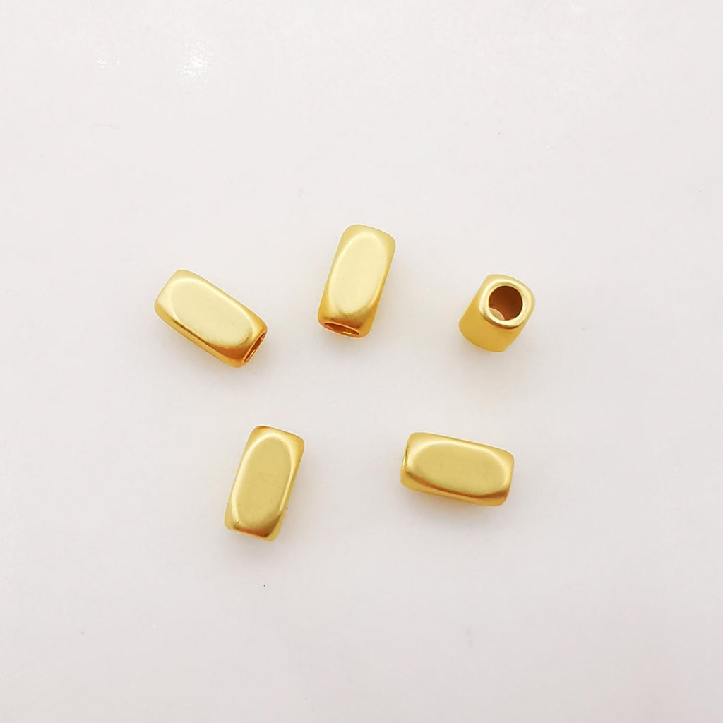 Matte Gold Plated Rectangular Cube Beads, Matte Gold Cube Beads, 6x3mm, Cube Bracelet Beads, Gold Plated Spacer Beads, Jewelry Finding S503