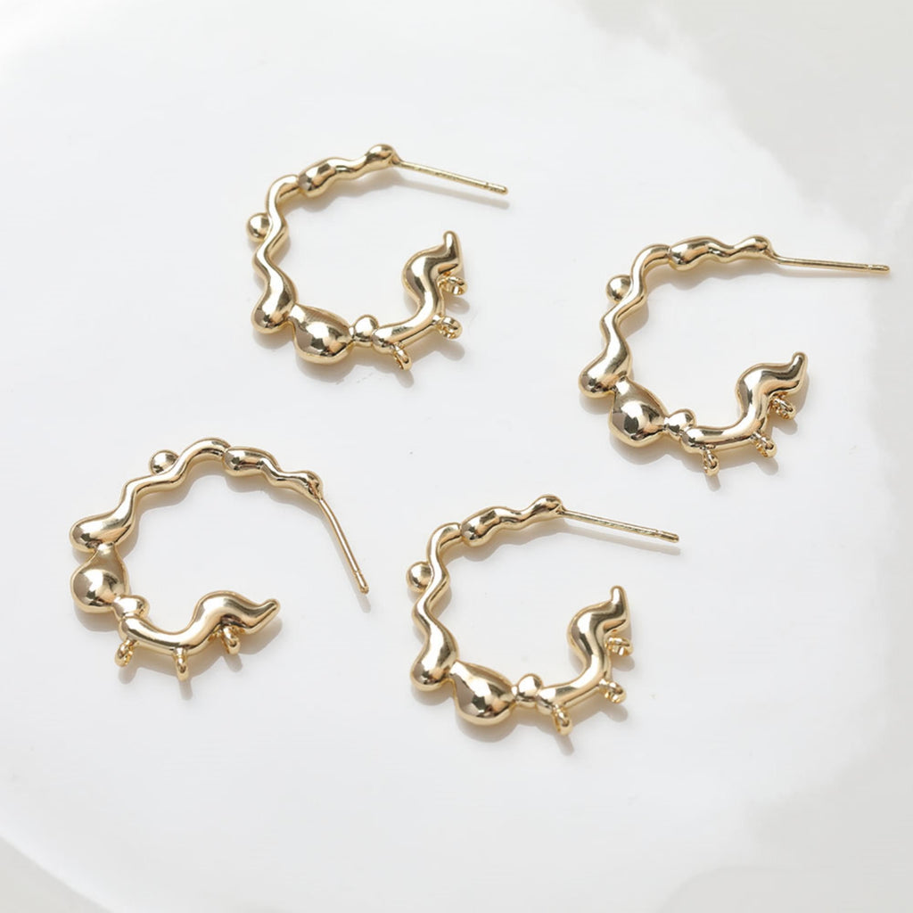 قرط متدلي غير منتظم بثلاث حلقات، ذهب/فضة عيار 14 قيراط، أقراط فضة S925 خالية من النيكل، قرط دائري مع حلقة GZ111