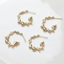 تحميل الصورة إلى عارض المعرض، قرط متدلي غير منتظم بثلاث حلقات، ذهب/فضة عيار 14 قيراط، أقراط فضة S925 خالية من النيكل، قرط دائري مع حلقة GZ111