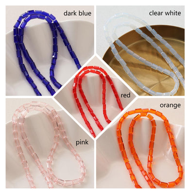 Glass Rectangle Tube Beads, Spacer Beads, 4x8mm, Crystal Glass Loose Beads for Jewelry Making, DIY Beads Finding GZ022