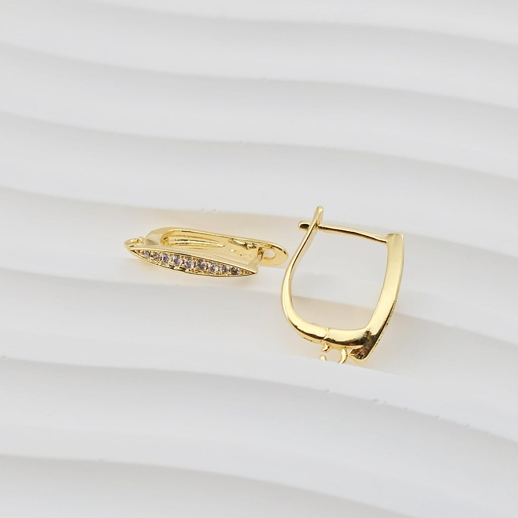 قرط حلقي مطلي بالذهب عيار 18 قيراطًا على شكل حرف U، أجزاء قرط حلقي هاجي، ظهر رافعة، 17.6*12 مم، قرط حلقي لصنع المجوهرات D0271