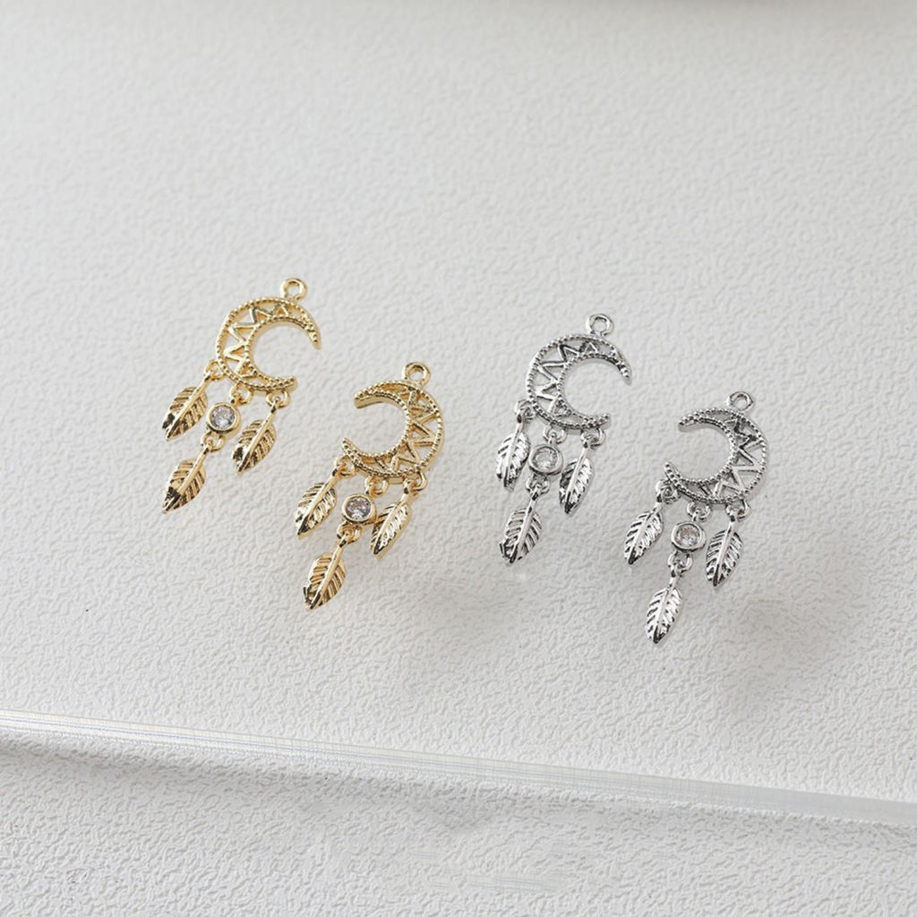 Pendientes de atrapasueños, chapados en oro y plata de 14 quilates, estilo bohemio, regalo para damas de honor, pendientes de atrapasueños con dijes colgantes GZ398