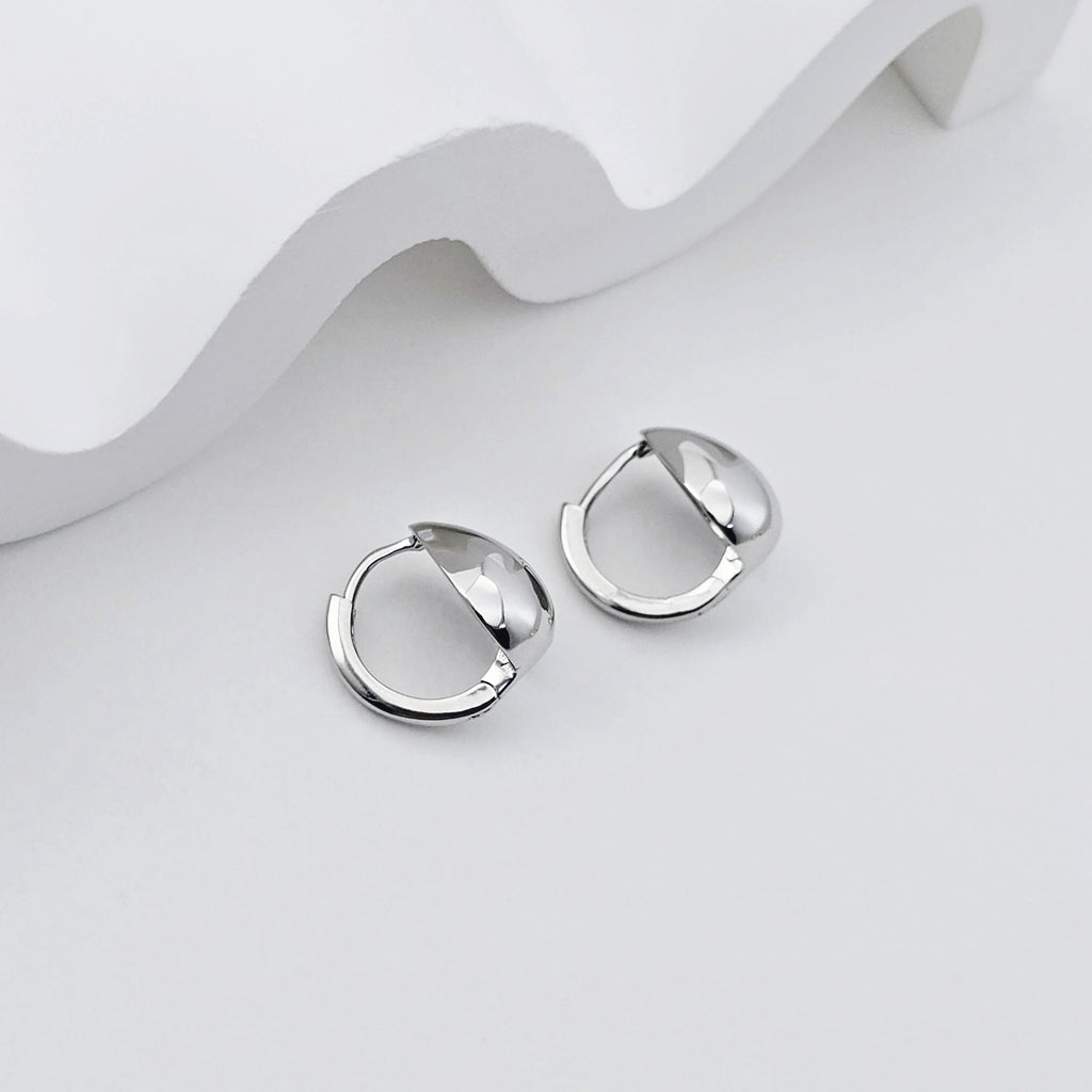 18K Gold Drop Hoop, Polish Gold, 14.7*13.6mm, Stud Earring Nickel Free, Hypoallergenic Earring Findings S1246