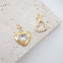 Load image into Gallery viewer, Cubic Heart Charms, 18K Gold Plated CZ Pave Love Charms, Bracelet Necklace Making Pendants, Jewelry Findings S20549