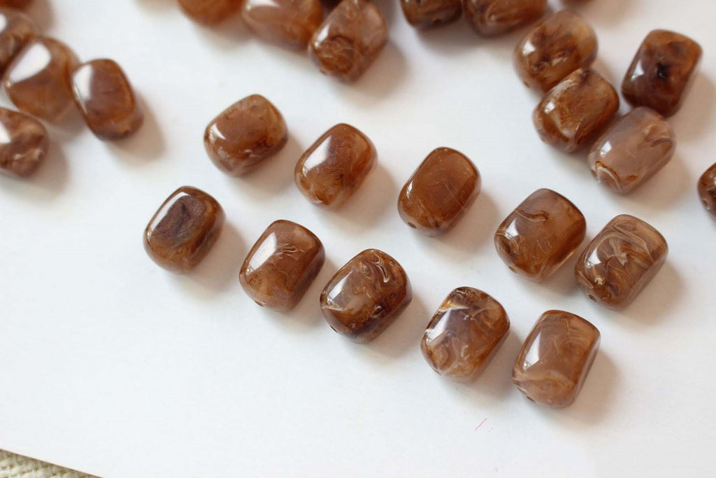 2pcs Resin Faux Natural Stone Beads, Rectangle Spacer Beads, Resin Beads for Jewelry Making, DIY Beads Finding GZ336