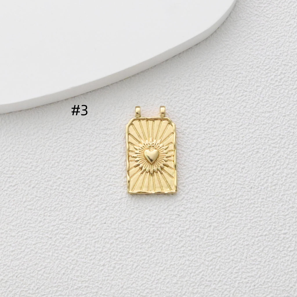 Heart Charm, 18K Gold Plated CZ Pave Eye Pendant, Necklace Making Charm, Jewelry Findings S1366