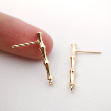 Load image into Gallery viewer, 4pcs Gold Bamboo Earring Post With Loop, Bamboo Stud Earring Nickel Free, 23mm, Hypoallergenic Earring Findings Z079