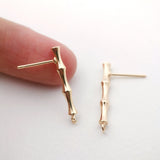4pcs Gold Bamboo Earring Post With Loop, Bamboo Stud Earring Nickel Free, 23mm, Hypoallergenic Earring Findings Z079