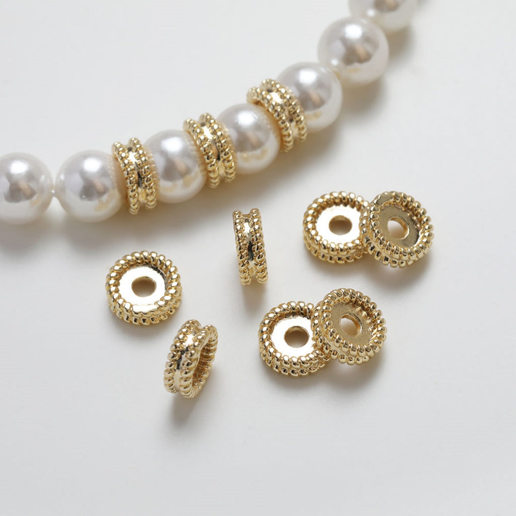 Wheel Flat Round Spacer Beads,14K Gold Plated,Round Spacer Beads,Necklace and Earrings Making Beads,Jewelry Finding SC012