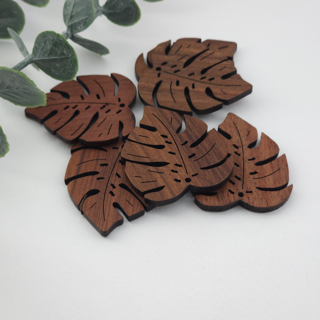 Monstera Leaf Shape Wood Charms, Wooden Pendant, Reclaimed Walnut Wood, Geometric Statement Wood Earrings Diy Ideas JT984