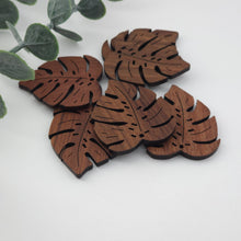 Load image into Gallery viewer, Monstera Leaf Shape Wood Charms, Wooden Pendant, Reclaimed Walnut Wood, Geometric Statement Wood Earrings Diy Ideas JT984