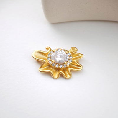 Danity Irregular Charm with 2 loops, CZ Pave Pendant, Bracelet Necklace Making Findings, Matte Gold Plated Jewelry Findings S1167