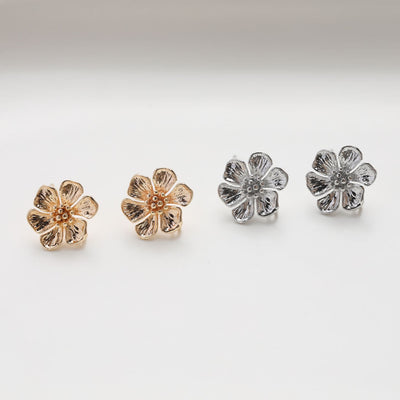 Pendientes de aro con forma de flor y aro, de plata S925, sin níquel, de oro y plata, hipoalergénicos, JG072