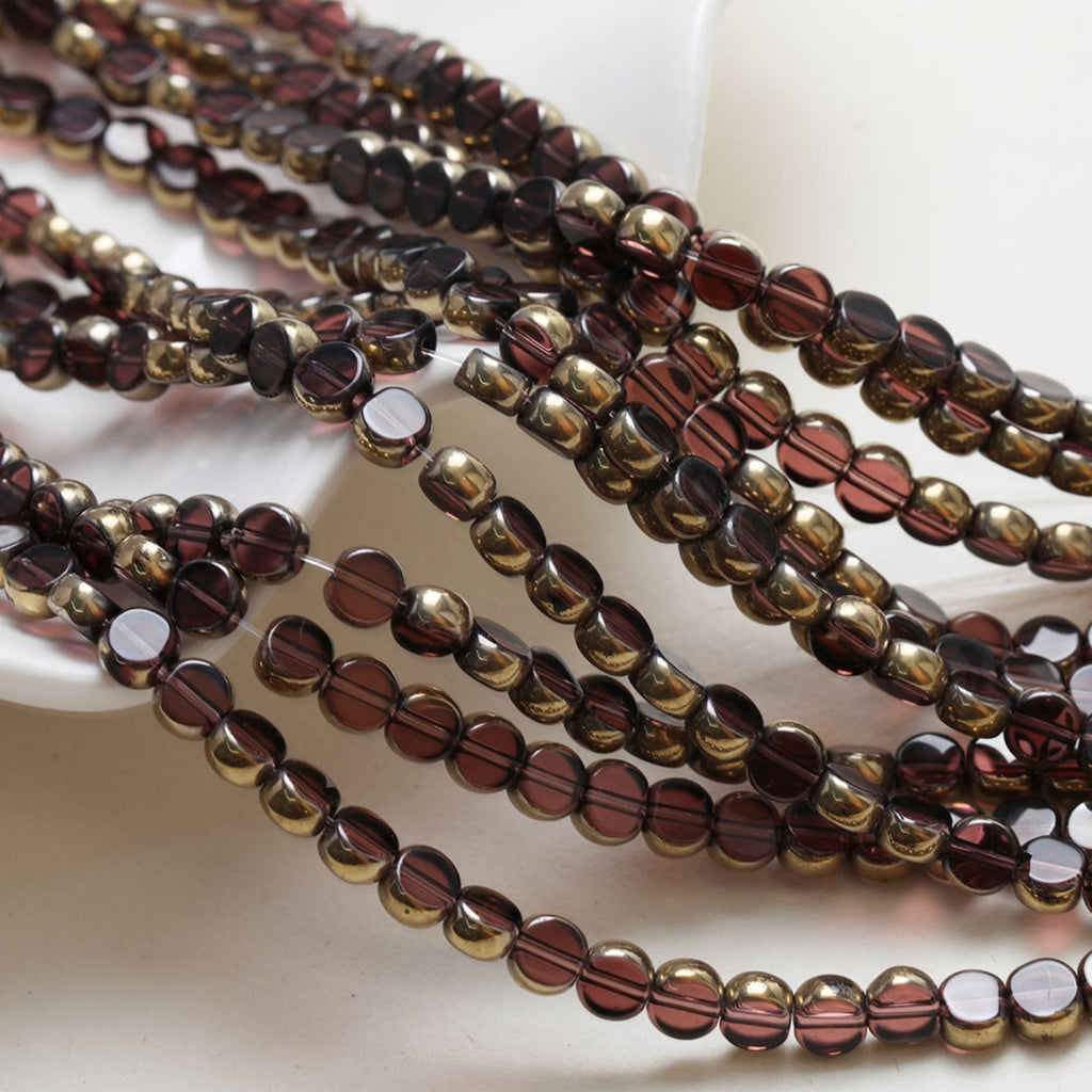 Gold Rimmed Round Glass Beads, 6*3mm, Crystal Glass Loose Beads for Jewelry Making, DIY Beads Finding GZ550