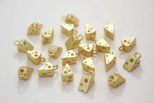 Load image into Gallery viewer, Little Cheese Charm With Loop, Danity Chese Charm, Gold/Silver, Hypoallergenic Jewelry Findings GZ309
