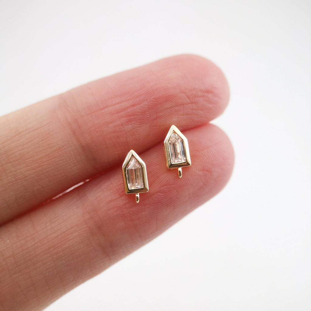 Postes de aretes de circonita hexagonal, aretes orgánicos de oro con aro, alfiler de plata S925, fornitura de aretes hecha a mano, suministros para aretes DIY ZX232