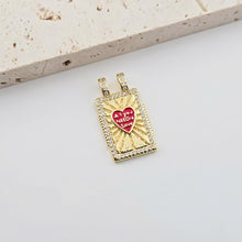 Load image into Gallery viewer, Rectangular Card Charm, 18K Gold Plated CZ Pave Pendant, Heart Charm, Planet Pendant, Necklace Making Charm, Jewelry Findings S1290