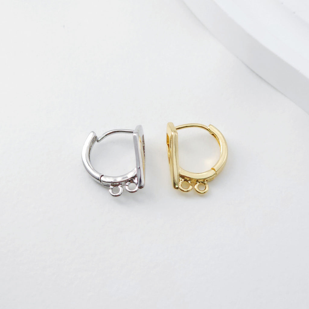 Geometric English lock with Two loops, Gold/Rhodium Plated Earring hoop, Hypoallergenic, DIY Handmade Earring Findings Supplies D0093