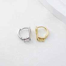 Load image into Gallery viewer, Geometric English lock with Two loops, Gold/Rhodium Plated Earring hoop, Hypoallergenic, DIY Handmade Earring Findings Supplies D0093