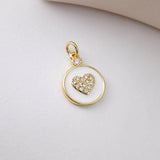 Round Heart CZ Charm, 18K Gold Plated Enamel Heart Pendant, Necklace Making Charm, Jewelry Findings S1211