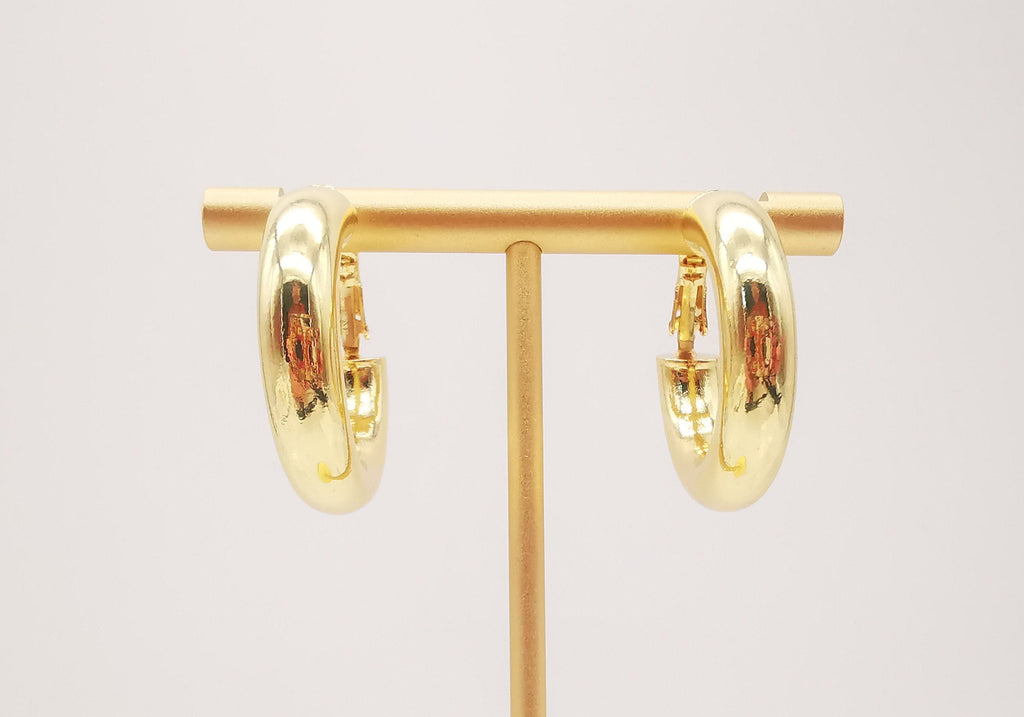 Gold Ear Hoops, 29x6mm, S925 Silver Pin, 18K Gold Plated Leverback Earrings, Huggie Hoops Earring S1066