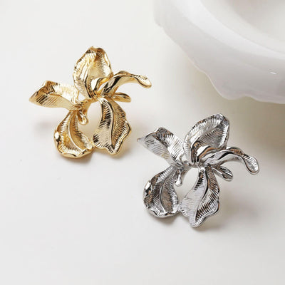 Flower Earring Post, 14K Gold/Silver, S925 Silver Pin Nickel Free Earrings, Flora Ear Stud with Loop GZ752