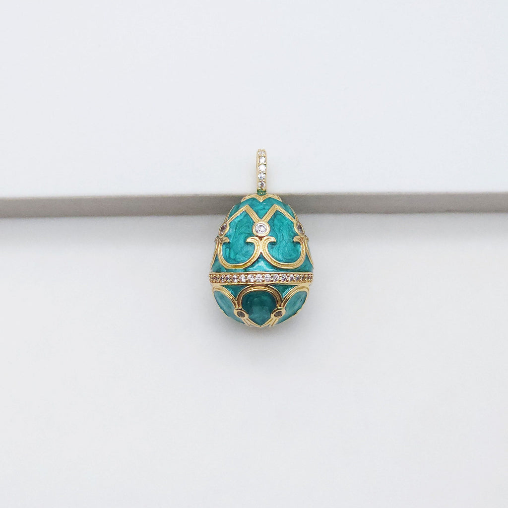 3D Enamel Jumbo Egg Pendant, Flower Egg, Peacock, 18K Gold Plated, Bracelet Necklace Pendnats, Jewelry Findings S20569