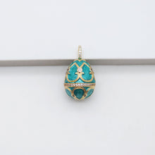 Load image into Gallery viewer, 3D Enamel Jumbo Egg Pendant, Flower Egg, Peacock, 18K Gold Plated, Bracelet Necklace Pendnats, Jewelry Findings S20569