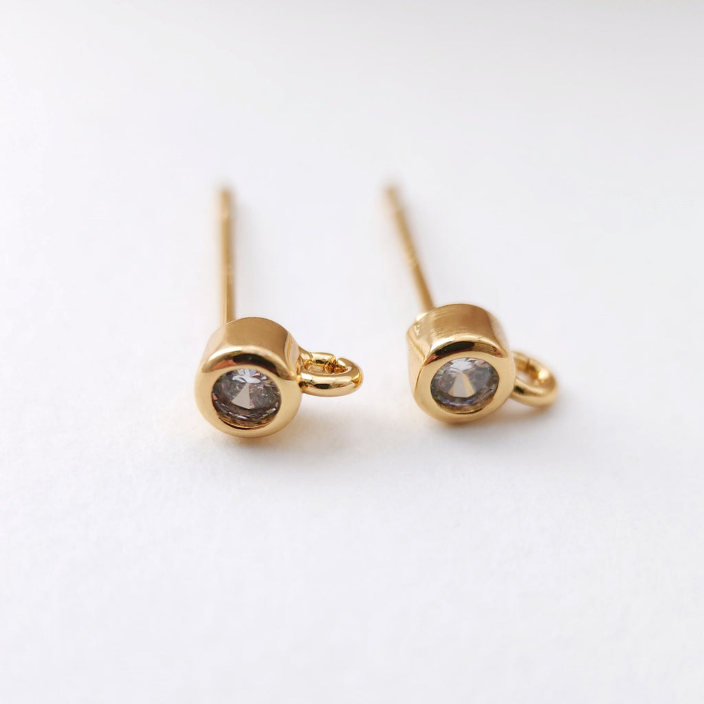 Pequeño pendiente con aros, pendiente de plata S925 sin níquel, micro pavé de circonitas cúbicas, 6,6 x 4,3 mm, chapado en oro de 18 quilates, accesorio para pendientes S1189