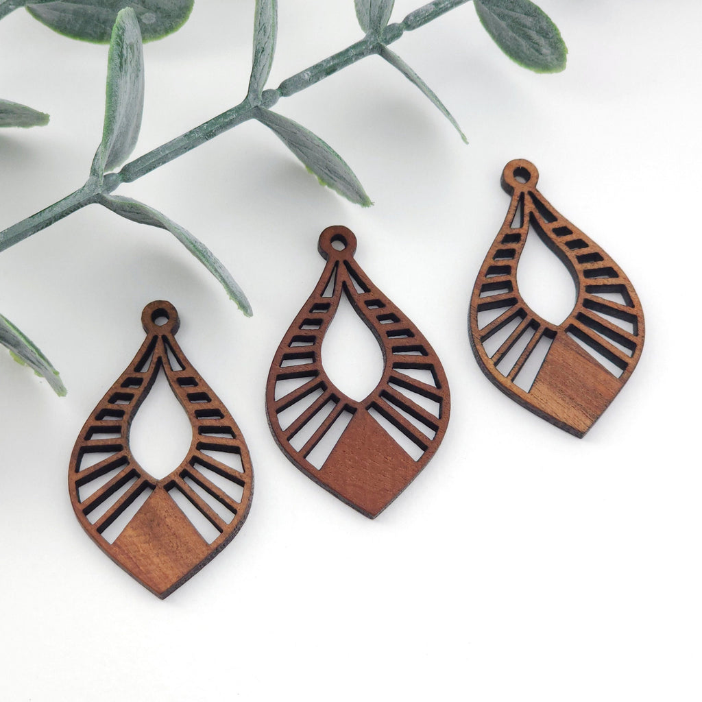 Teardrop Wood Charms, Drop Wooden Pendant, Reclaimed Walnut Wood, Geometric Statement Wood Earrings Diy Ideas JT982