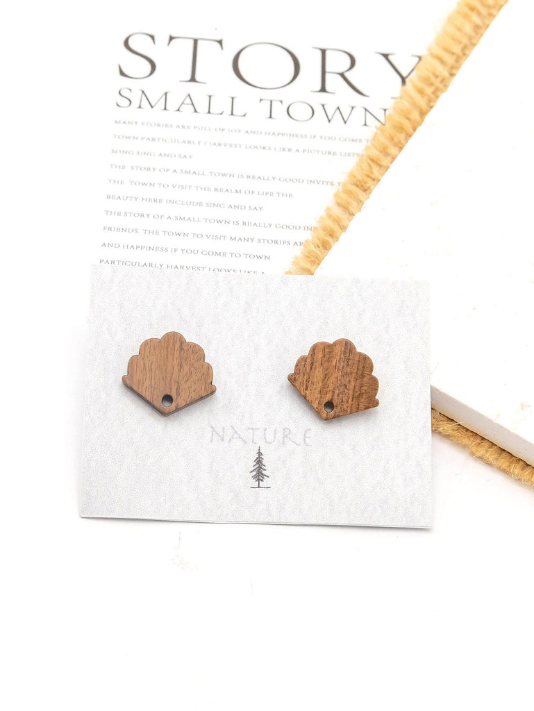 4PCS  Wood Earrings,  FanShaped Wooden Earrings for women,Reclaimed Walnut Wood, Nickel Free, Geometric Statement Earrings Finding  JT925