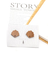 Load image into Gallery viewer, 4PCS  Wood Earrings,  FanShaped Wooden Earrings for women,Reclaimed Walnut Wood, Nickel Free, Geometric Statement Earrings Finding  JT925