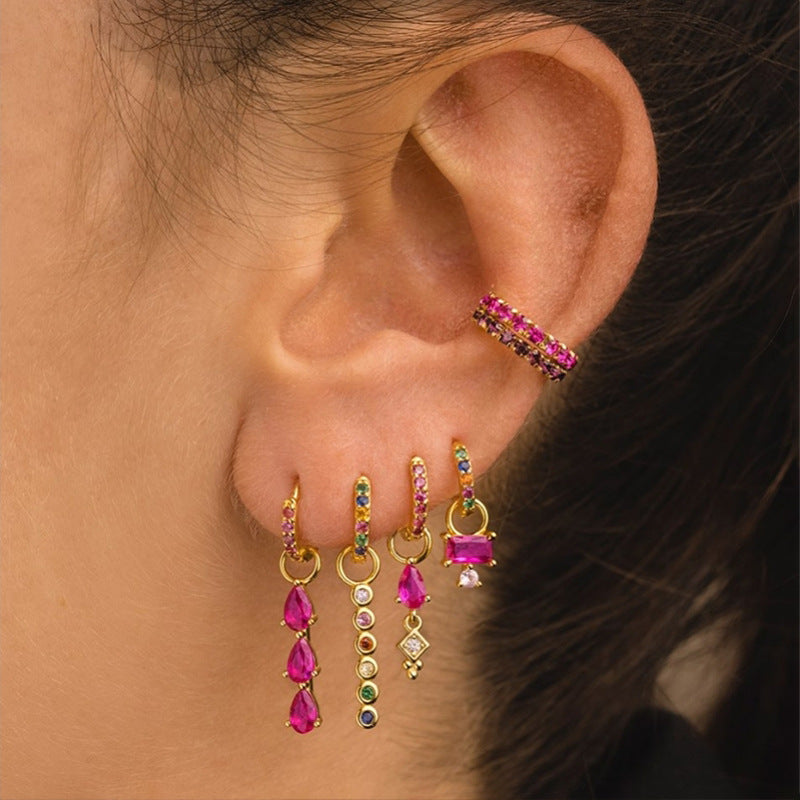 Earring Charms Collection, with Big Loop, 18k Gold Plated, CZ Pave Pendants, Hoop Pendant For Earring Making, Jewelry Making Accessories