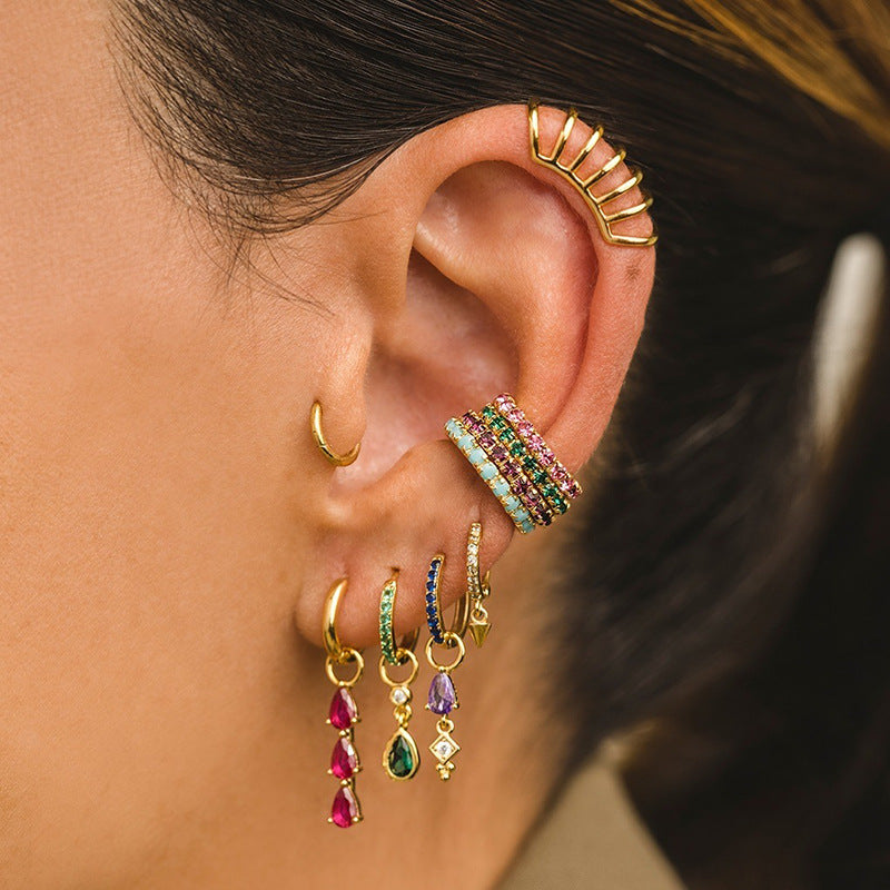 Earring Charms Collection, with Big Loop, 18k Gold Plated, CZ Pave Pendants, Hoop Pendant For Earring Making, Jewelry Making Accessories