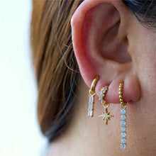 Cargar imagen en el visor de la galería, Earring Charms Collection, with Big Loop, 18k Gold Plated, CZ Pave Pendants, Hoop Pendant For Earring Making, Jewelry Making Accessories