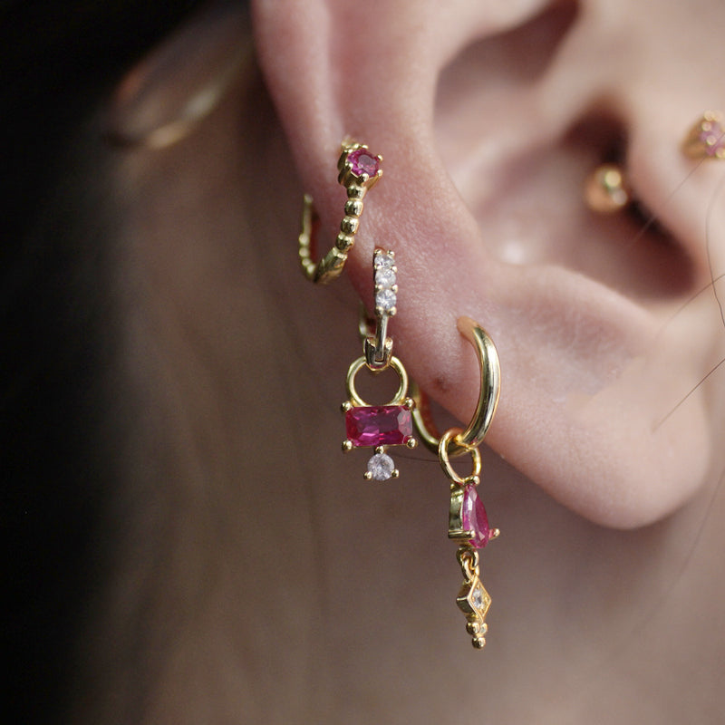 Earring Charms Collection, with Big Loop, 18k Gold Plated, CZ Pave Pendants, Hoop Pendant For Earring Making, Jewelry Making Accessories