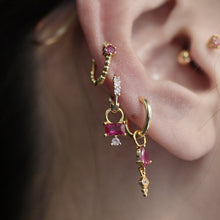 Cargar imagen en el visor de la galería, Earring Charms Collection, with Big Loop, 18k Gold Plated, CZ Pave Pendants, Hoop Pendant For Earring Making, Jewelry Making Accessories