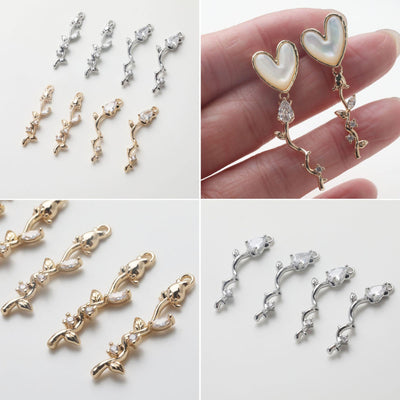 Twisted Flower Pendant, 14K Gold Plated Flower Charms For Earring Necklace Making, Jewelry Findings GZ763