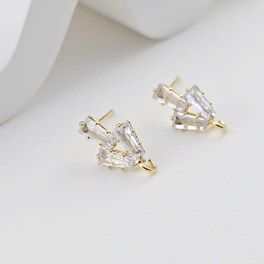أقراط على شكل ورقة من الزركونيا المكعبة، دبوس من الفضة الاسترلينية عيار 925، مطلية بالذهب عيار 18 قيراطًا مع حلقة، مضادة للحساسية، لوازم صنع الأقراط بنفسك D0281