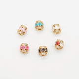 Barrel Column Beads, Spacer Beads, Enamel Emoji Beads, Happy Face, 18K Gold Plated Bracelet Necklace Making Jewelry Finding S20349