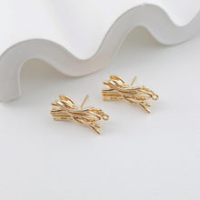Load image into Gallery viewer, Gold Leaf Earring Post With Loop, Nickel Free Earrings, Ear Stud Loop, Hypoallergenic Earring Findings ZX314