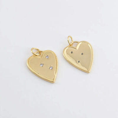 Heart Charms, Star Clear Cubic Charm,  18K Gold Plated CZ Pave Love Pendant, Necklace Making Pendants, Jewelry Findings S315