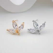 Load image into Gallery viewer, Fan-shaped  CZ Earring Post With Loop, S925 Silver Pin Nickel Free Post, 18K gold Plated, Sector Hypoallergenic Earring Findings ZX178