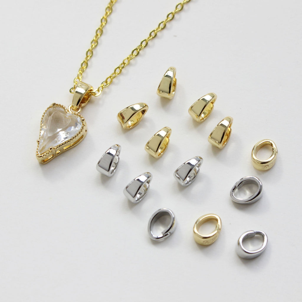 10pcs- 14K Gold Plated Pendant Top, Teardrop Connector, Pendant Snap on Bails, Clasp Link, 3x7mm, Jewelry Making ZZ017