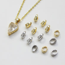 Load image into Gallery viewer, 10pcs- 14K Gold Plated Pendant Top, Teardrop Connector, Pendant Snap on Bails, Clasp Link, 3x7mm, Jewelry Making ZZ017