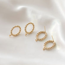 Load image into Gallery viewer, Oval Twisted Post with Loop, S925 Silver Ear Pin Nickel Free Earring, Gold/Silver Ear Stud, Hypoallergenic Earring Finding JJ015