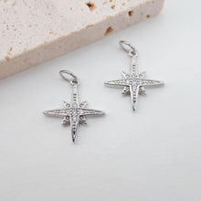 Load image into Gallery viewer, 6PCS 16mm North Star Charms, Crystal Cubic Star Pendant, 18K Gold Plated, Necklace charms, Jewelry Findings S704