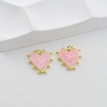 Load image into Gallery viewer, Enamel Heart Charm, 18K Gold Plated Heart Pendant, CZ Pave, Necklace Bracelet Making Pendant S20783